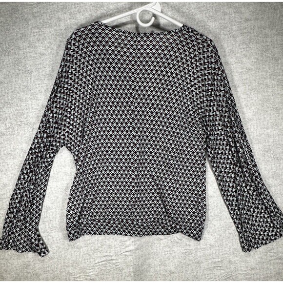 Lascana Venus Southwestern V Neck Blouse Womens Sz Small Top Peplum Bell Sleeve - Picture 6 of 6